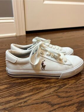 Polo by Ralph Lauren White Kids Sneakers with Pony Logo